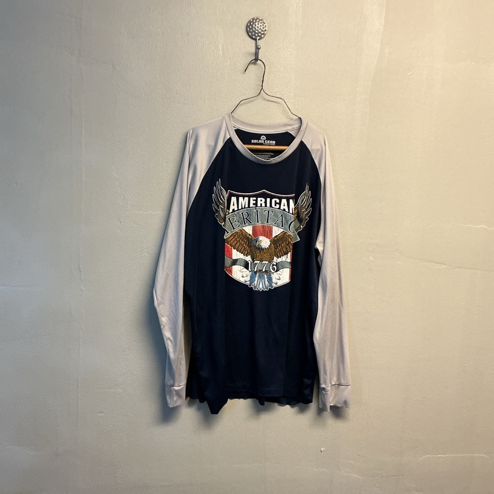 American Heritage Long Sleeve Shirt - Navy and Gray size XXL. 0154
